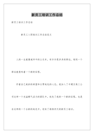 新员工培训工作总结
