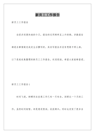 新员工工作报告
