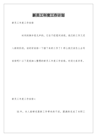 新员工年度工作计划