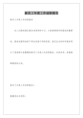 新员工年度工作述职报告