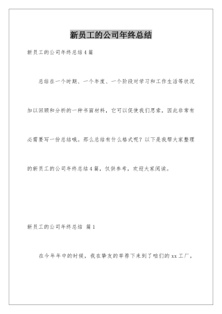 新员工的公司年终总结