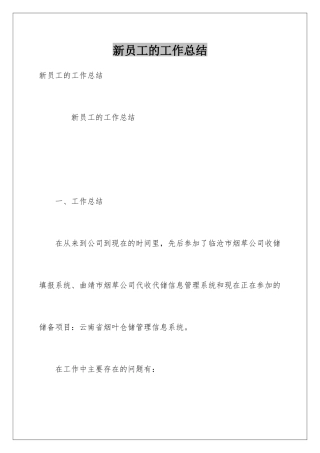 新员工的工作总结