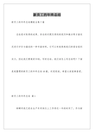 新员工的年终总结