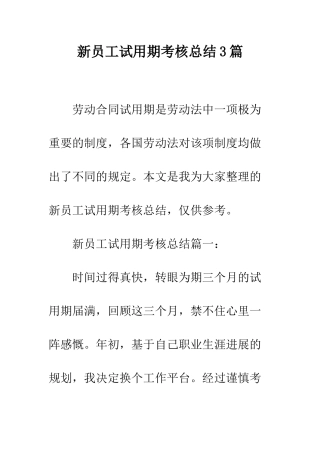 新员工试用期考核总结3篇--精编范文