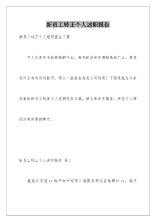 新员工转正个人述职报告