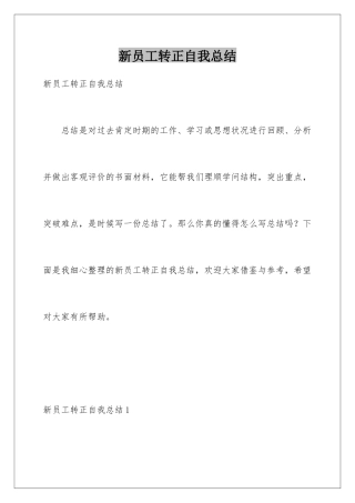 新员工转正自我总结