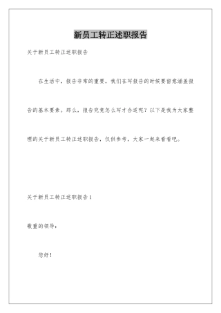 新员工转正述职报告