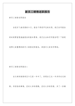 新员工销售述职报告