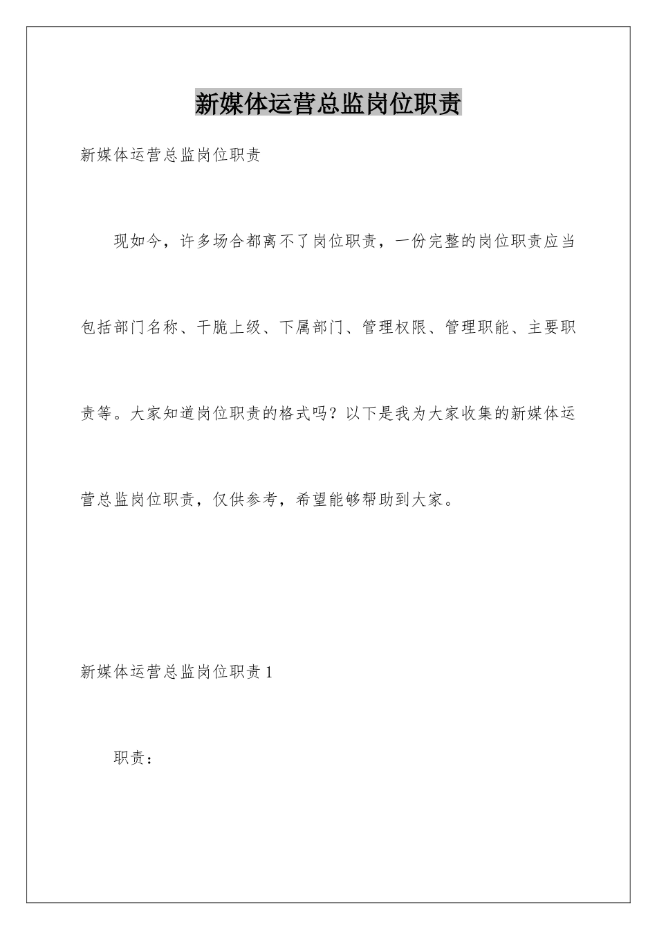 新媒体运营总监岗位职责_第1页