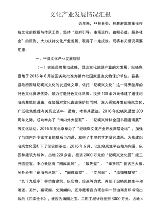 文化产业发展情况汇报