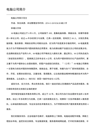 电脑公司简介