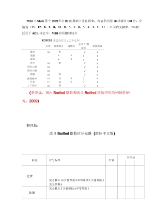 改良Barthel指数评分标准(最终整理版)汇总