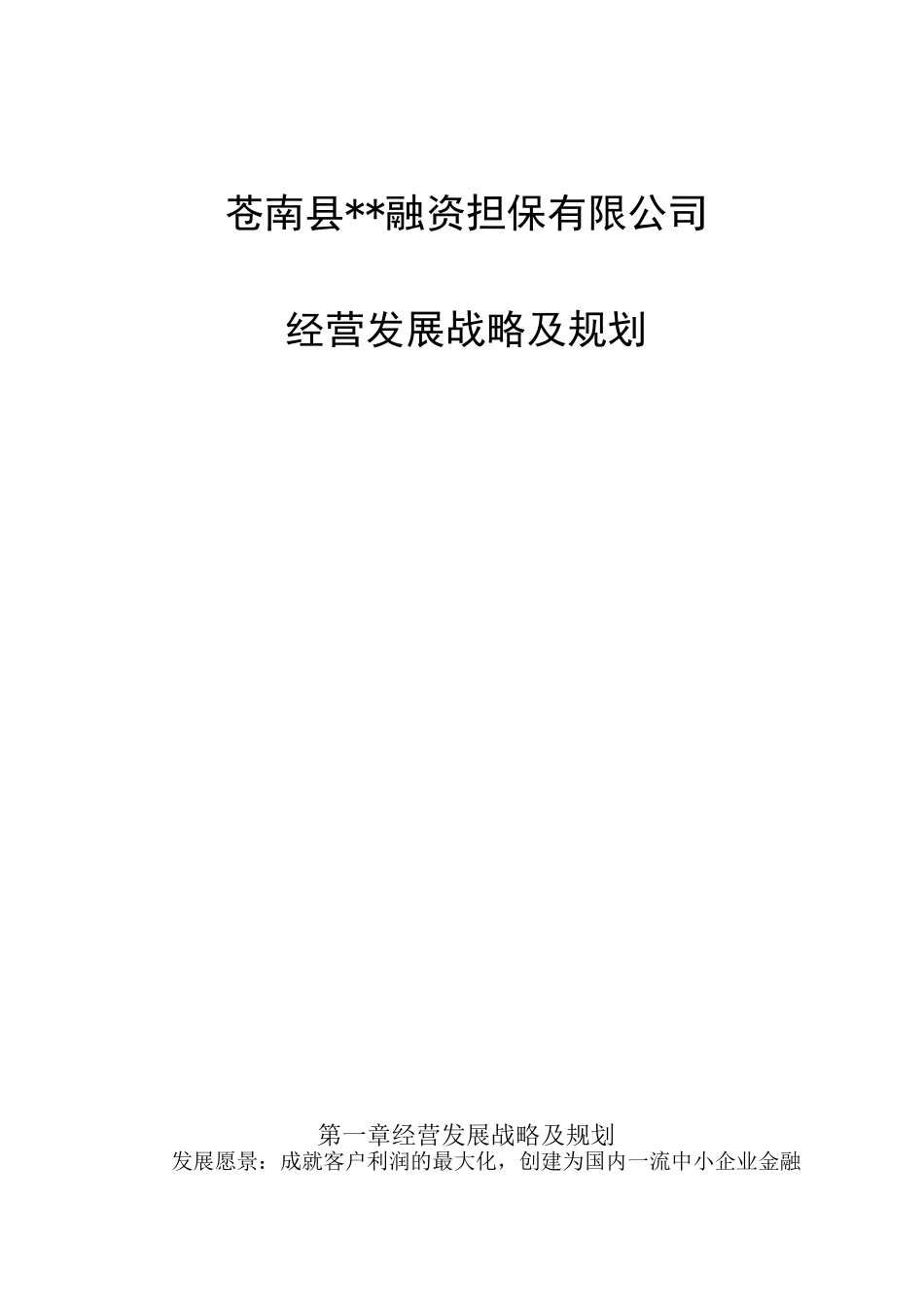 融资担保有限公司经营发展战略及规划_第1页