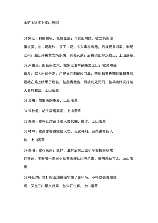 水浒108将上梁山原因