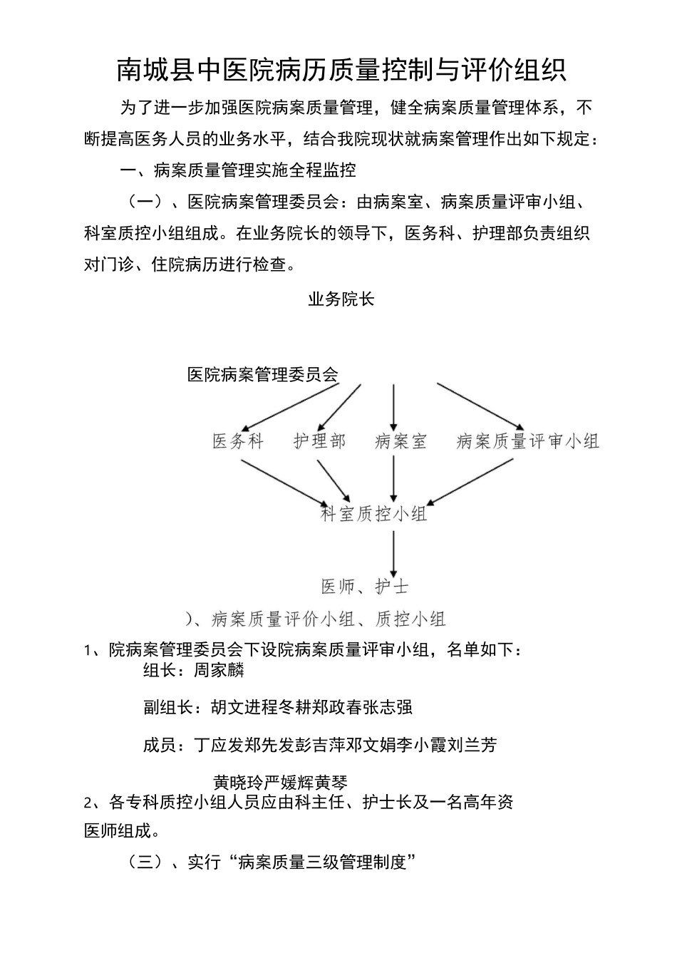 南城县中医院病历质量控制与评价组织_第1页