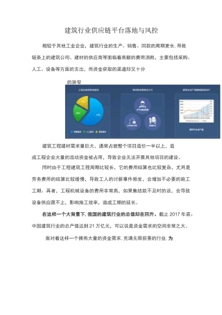 建筑行业供应链平台落地与风控