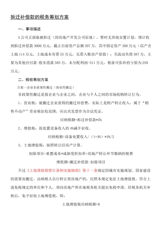 搬迁补偿费税收筹划 (2)