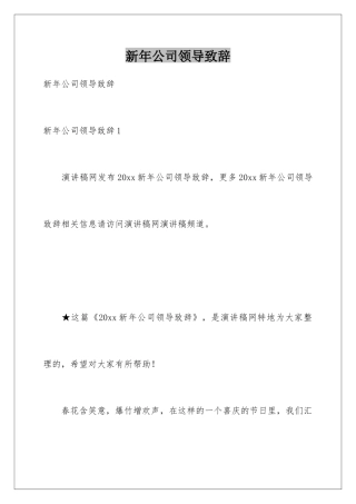 新年公司领导致辞