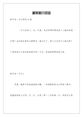 新年初一日记