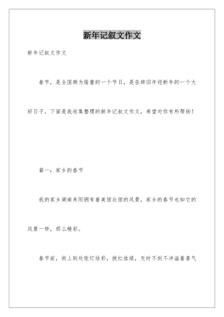 新年记叙文作文