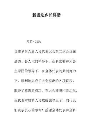 新当选乡长讲话--精编范文