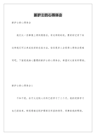 新护士的心得体会