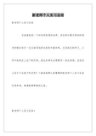 新教师个人实习总结