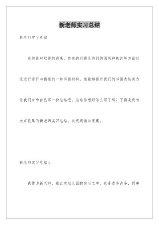 新教师实习总结