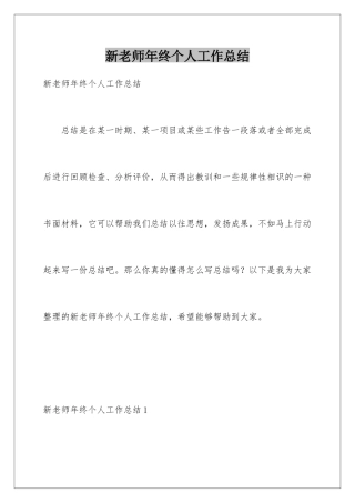 新教师年终个人工作总结