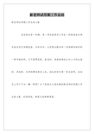 新教师试用期工作总结