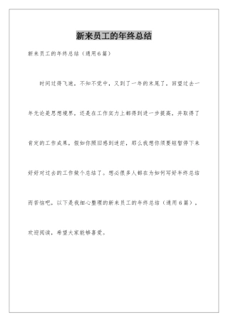 新来员工的年终总结