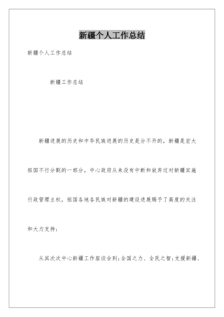 新疆个人工作总结