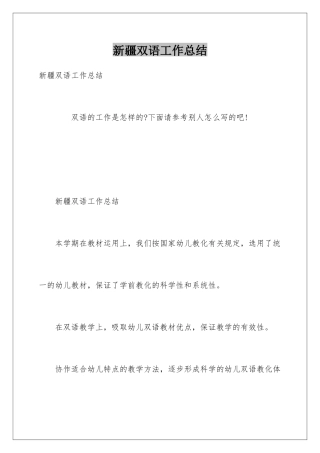 新疆双语工作总结