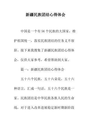 新疆民族团结心得体会--精编范文