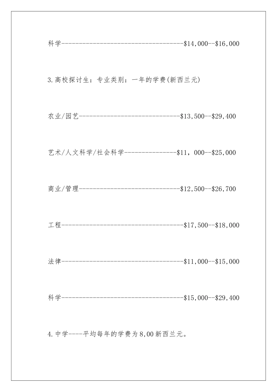 新西兰留学学费及生活费_第3页