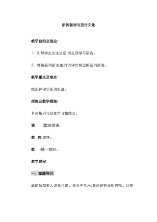 新词新语与流行文化