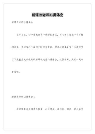 新课改教师心得体会