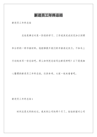 新进员工年终总结