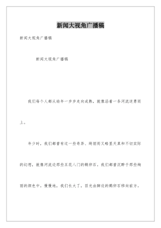 新闻大视角广播稿
