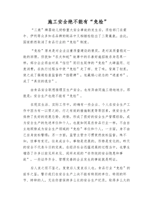 施工安全绝不能有“免检”