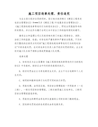 施工项目违章处理、责任追究