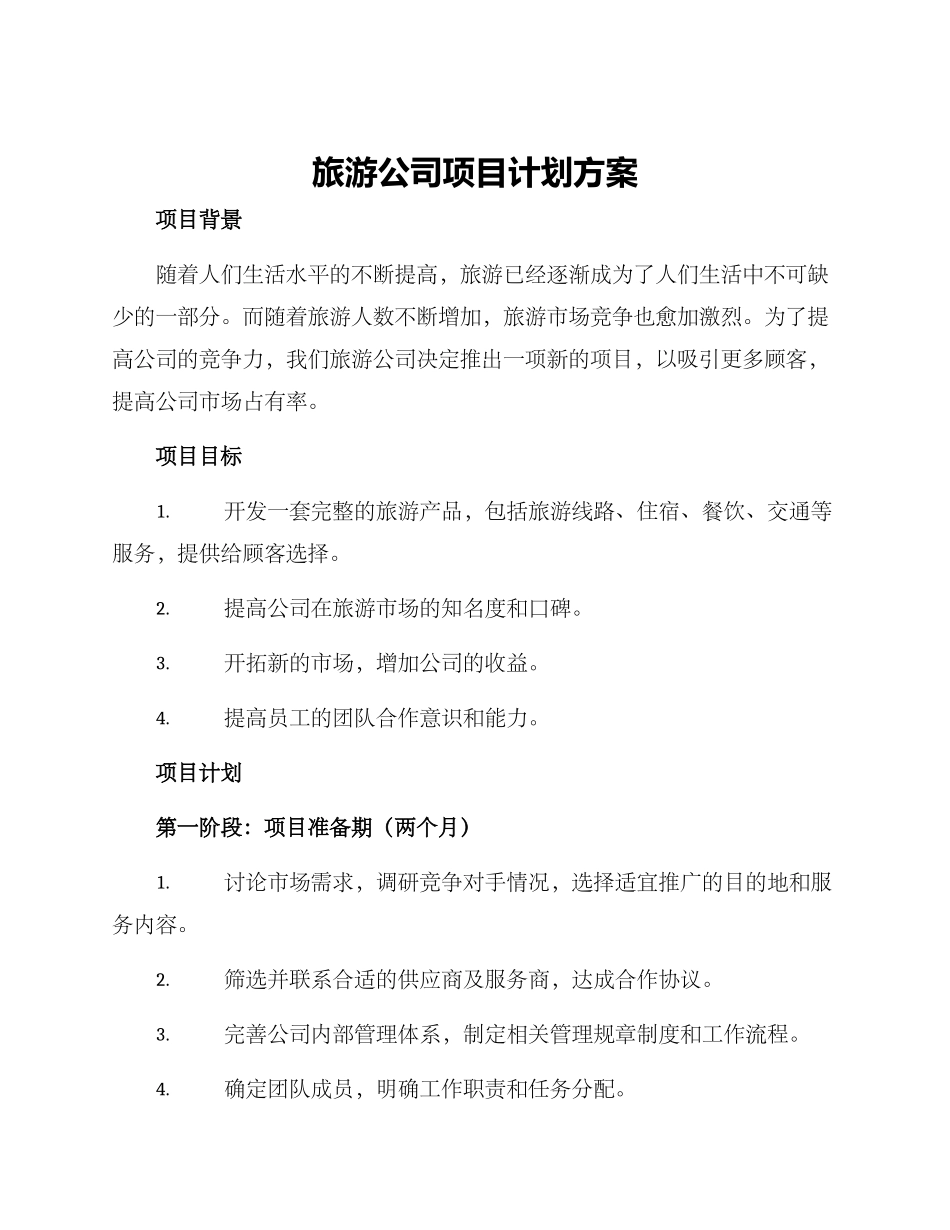 旅游公司项目计划方案_第1页