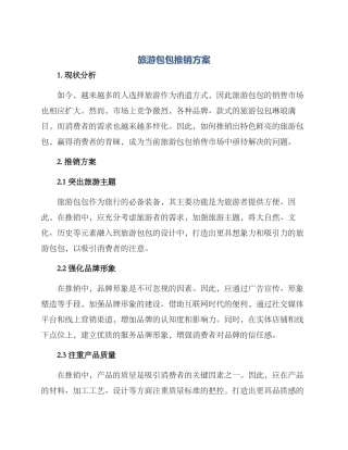 旅游包包推销方案