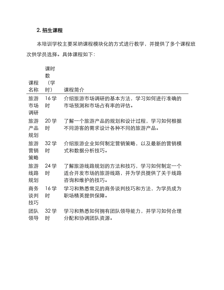 旅游培训学校招生方案_第2页