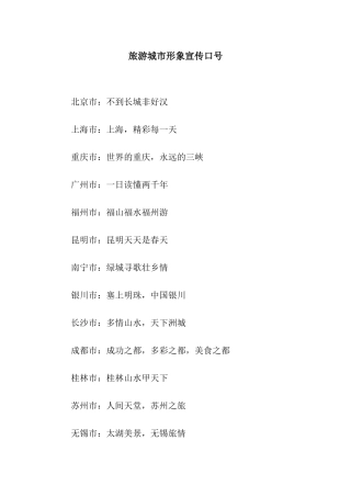 旅游城市形象宣传口号