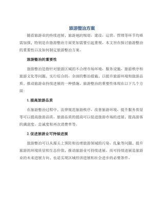 旅游整治方案