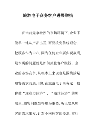 旅游电子商务客户发展举措