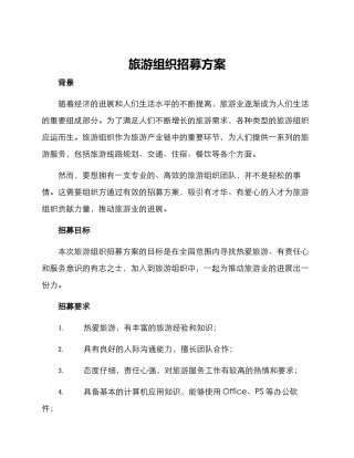 旅游组织招募方案