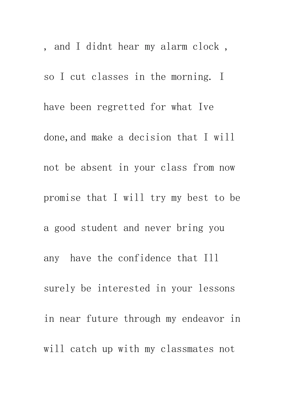 旷课道歉信英文--精选范文_第2页