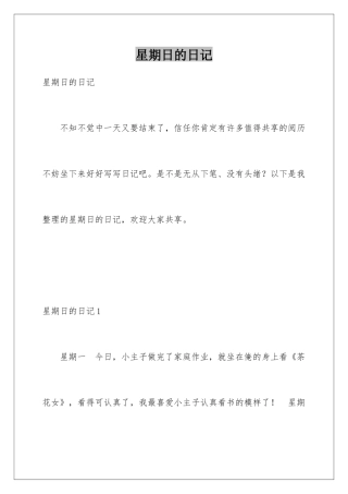 星期日的日记